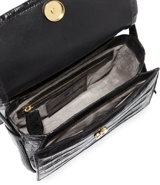 Nancy Gonzalez Mini Flap Crocodile Top-Handle Bag, Black Matte