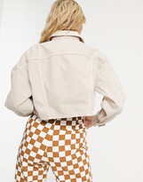 Thumbnail for your product : Topshop cropped denim jacket in sand