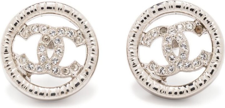Chanel Pre Owned CC rhinestone-embellished clip-on earrings - ShopStyle
