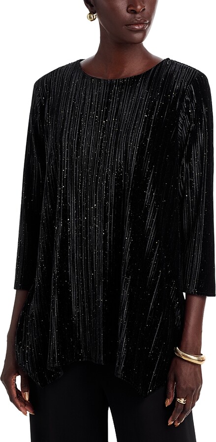Caroline Rose Velvet Pleated Party Top