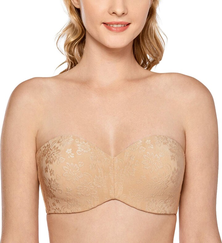 Delimira Women's Strapless Bras for Bigger Bust Non Padded Underwired