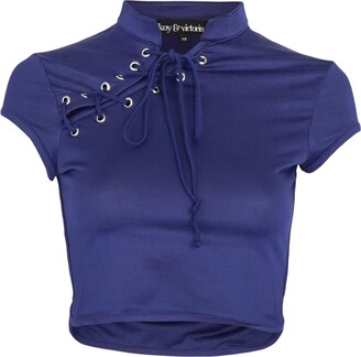 Koy & Victoria Inc. - Zara Lace Up Crop Top - Royal Blue