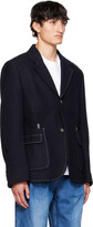 Thumbnail for your product : Ader Error Navy Brushed Blazer