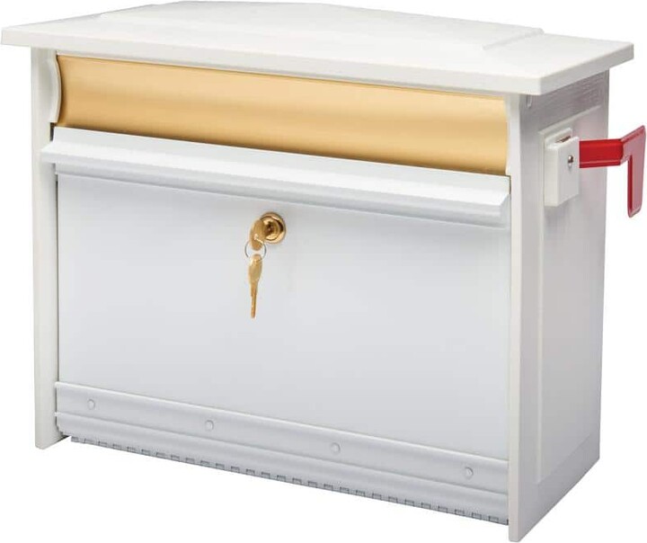 Architectural Mailboxes Mailsafe White, Medium, Aluminum and Plastic, Locking, Wall Mount Mailbox