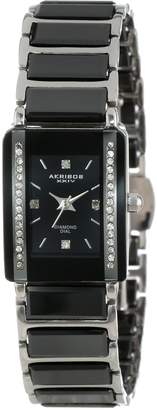 Akribos XXIV Women's AK522BK Ceramic Rectangular Quartz Bracelet Watch