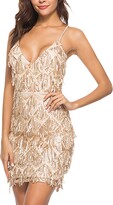 Thumbnail for your product : FEOYA Woman Fringe Dress 1920s Woman Costume Fancy Dress Great Gatsby Cocktail Dress Party Woman Latin Dance Dress with Sequin Woman XL Champagne