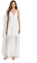 Thumbnail for your product : Alice + Olivia Search Results, McBain Lace-Insert Chiffon Halter Maxi Dress