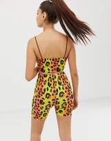 Thumbnail for your product : ASOS DESIGN animal pop print jersey beach square neck crop top two-piece