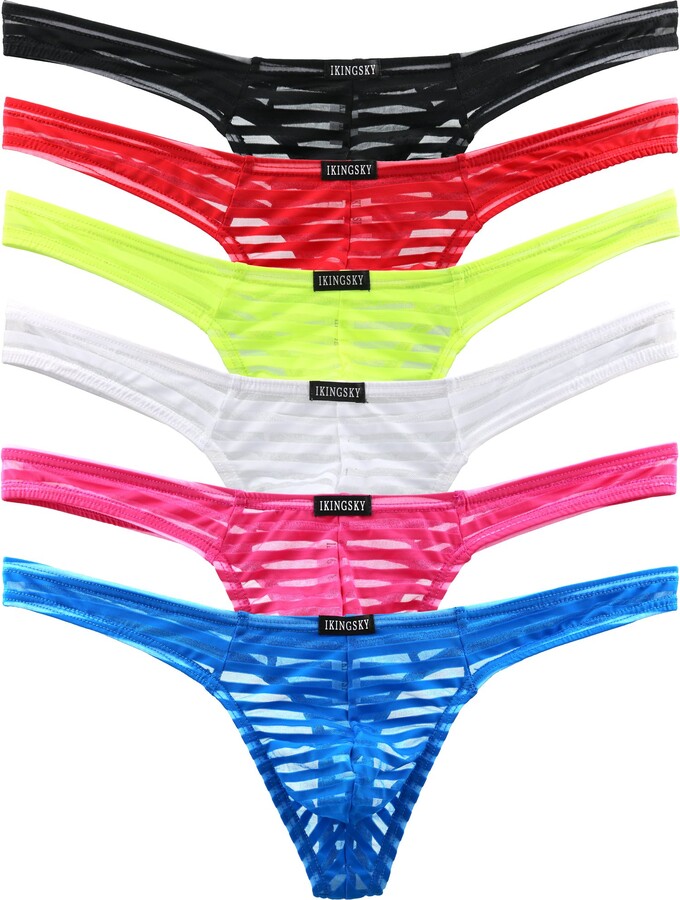 iKingsky See through Men's Strings Bulge T-Back Men's Underwear Sexy ...