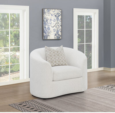 Wade Logan Ashleen Boucle Upholstered Sloped Arm Accent Chair Latte