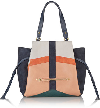 Jerome Dreyfuss Anatole paneled suede and pebbled-leather tote