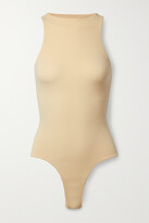 Thumbnail for your product : SKIMS Fits Everybody Stretch-satin Jersey Thong Bodysuit - Sand