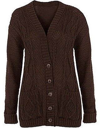 My Mix Trendz Women Ladies Plus Size Chunky Cable Knit Button Long Sleeve Cardigan