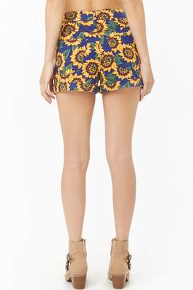 Forever 21 Sunflower Print Cuffed Shorts
