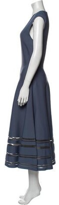 Zac Posen V-Neck Midi Length Dress Blue
