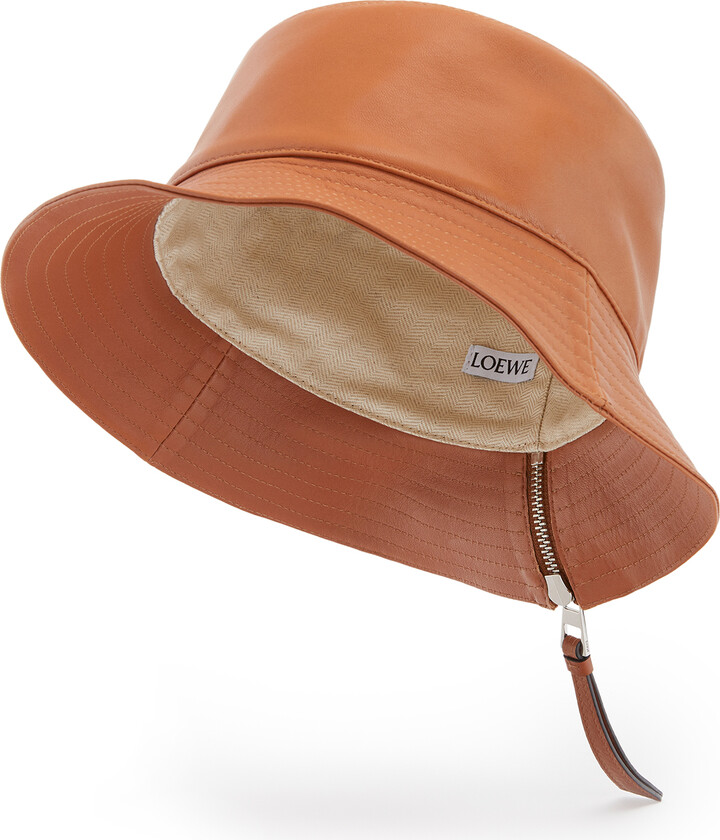 Loewe Fisherman Bucket Hat in Tan Nappa calf leather Leather Brown
