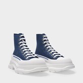 Thumbnail for your product : Alexander McQueen Tread Slick Sneakers in Indigo Blue Leather and White Rubber Sole