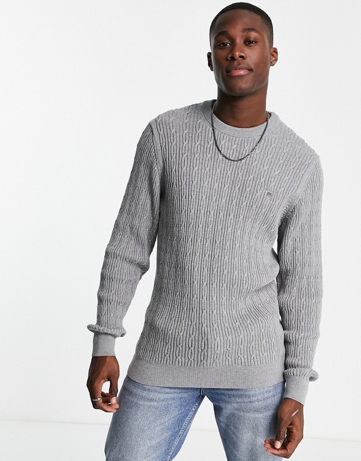 Mens Cotton Cable Knit Sweater | Shop the world's largest collection of  fashion | ShopStyle