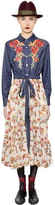 Thumbnail for your product : Antonio Marras Floral Embroidered Denim & Crepe Dress
