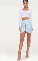 Thumbnail for your product : PrettyLittleThing Baby Blue Zip Front Vinyl Mini Skirt