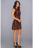 Thumbnail for your product : Vince Camuto S/L Textured Faux Leather Fit & Flare Dress