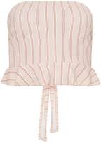 Thumbnail for your product : PrettyLittleThing Nude Tie Back Frill Hem Bandeau Crop Top