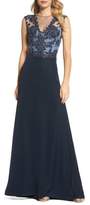 Thumbnail for your product : Tadashi Shoji Embroidered Mesh & Crepe Gown