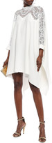 Thumbnail for your product : Oscar de la Renta Draped Lace-paneled Silk-blend Mini Dress