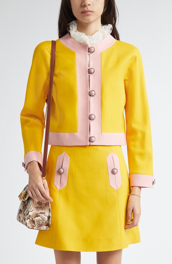 Contrast Border Crepe Couture Jacket