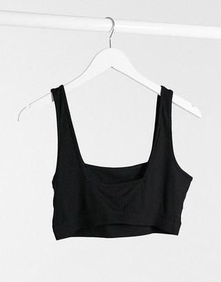 ASOS DESIGN Hourglass crop cami with square neck and low back in black