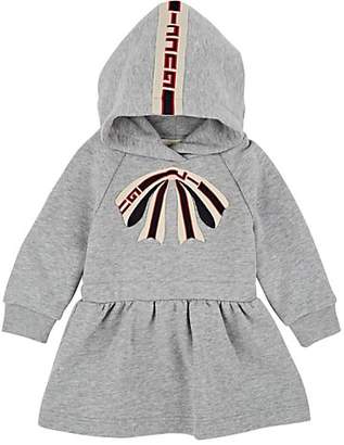 Gucci Infants' Bow-Embroidered Cotton Hooded Dress - Gray