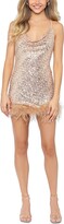 Thumbnail for your product : Blondie Nites Juniors' Sequined Feather-Trim Sheath Dress
