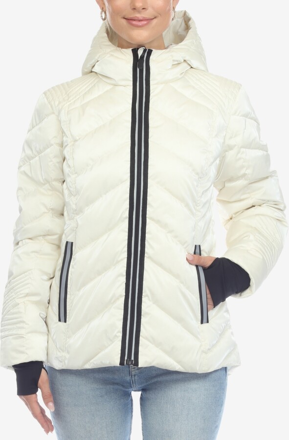 White Mark Women's Midweight Quilted Contrast with Thumbholes Hooded