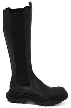Alexander McQueen Women's Leather Tread Slick Tall Boots