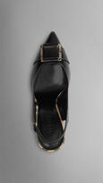 Thumbnail for your product : Burberry Point-Toe Leather Slingback Pumps