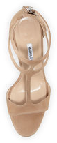 Thumbnail for your product : Manolo Blahnik Cellin Suede T-Strap High-Heel Sandal, Pink