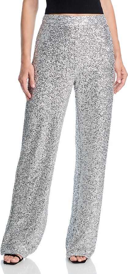 Aqua Sequin Wide Leg Pants - Exclusive