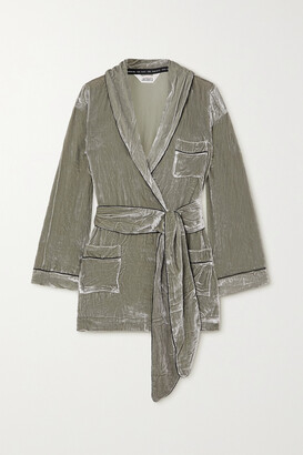 SLEEPING WITH JACQUES The Bon Vivant Belted Piped Velvet Robe