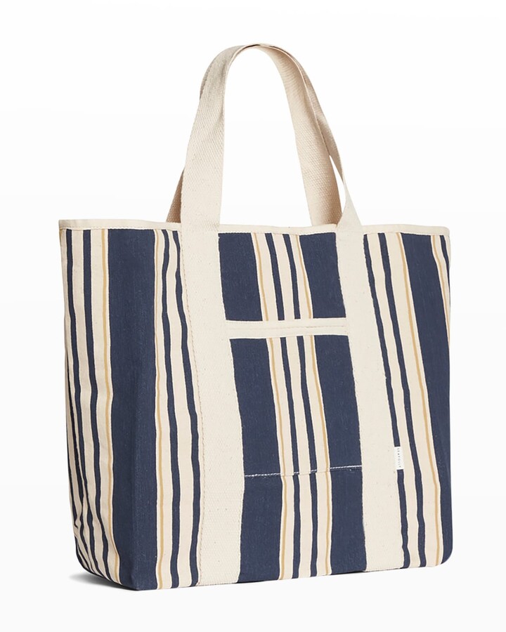 navy striped purse
