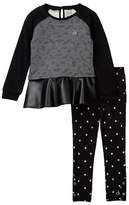 Thumbnail for your product : Calvin Klein Quilted Fleece Pleather Trim Tunic & Foil Dot Legging (Little Girls)