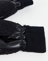 Thumbnail for your product : Miss Selfridge black faux leather mittens