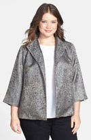 Thumbnail for your product : Eileen Fisher Refracted Silk Jacquard High Collar Jacket (Plus Size)