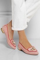 Thumbnail for your product : Charlotte Olympia Year of the Dog suede slippers