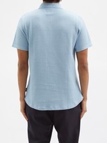 Thumbnail for your product : Oliver Spencer Tabley Waffle Organic-cotton Jersey Polo Shirt - Light Blue