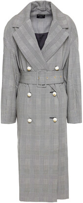 Mother of Pearl Meg Belted Prince Of Wales Checked Lyocell Coat