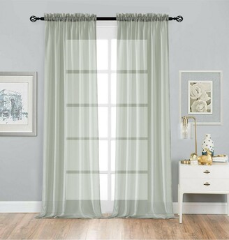 Kate Aurora 2 Pack Basic Home Rod Pocket Sheer Voile Window Curtains