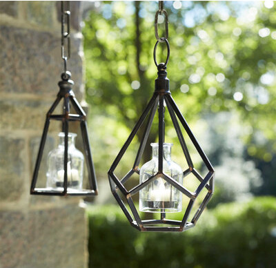 Wrought Studio 2 Piece Metal and Glass Lantern Set