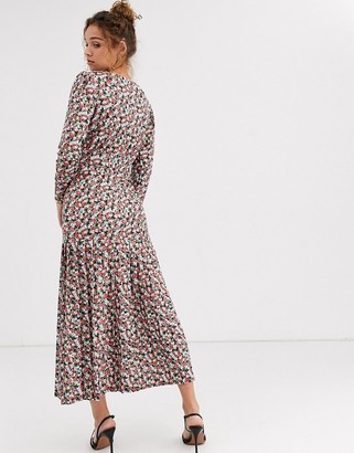 ASOS DESIGN floral print long sleeve maxi tea dress