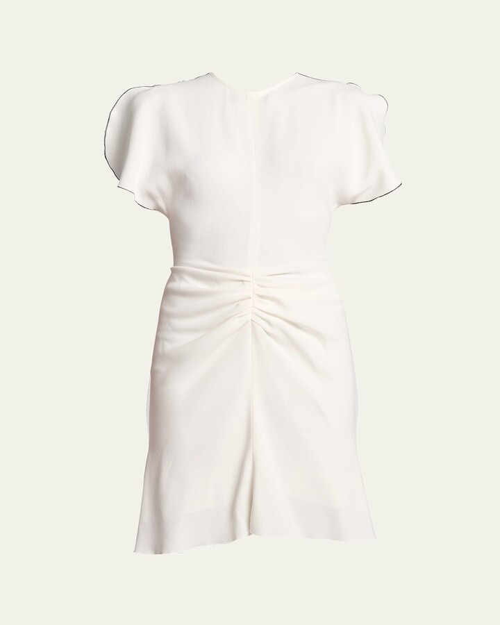 Victoria Beckham Gathered Waist Wool Mini Dress