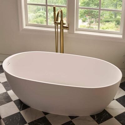 Ruvati 59-inch epiStone Solid Surface Oval Freestanding Bath Tub Canali